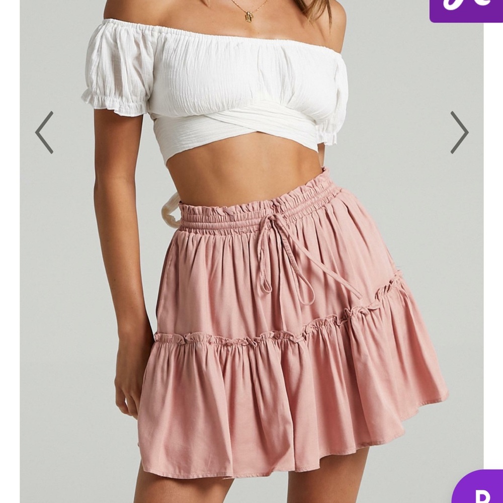SHOWPO BLUSH FLOWY SKIRT PINK ROSE